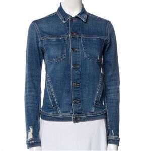 $385 L'AGENCE Celine Slim Fit Denim Jacket Jean Jacket Size Large
